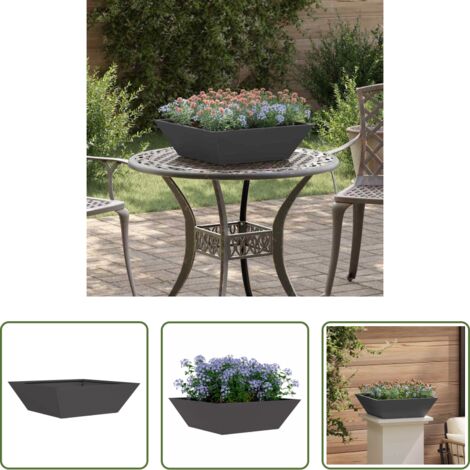 Vaso in acciaio -  Vaso da giardino Nero 50 x 50 x 15 cm Acciaio laminato a freddo