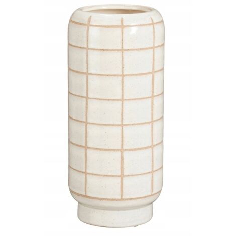 Vaso in ceramica ecrù 32,5x14 cm, stile minimalista scandinavo
