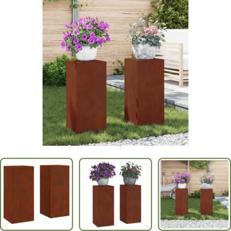Vaso in metallo -  Supporto per piante 2 pcs Ruggine 24 x 24 x 55 cm