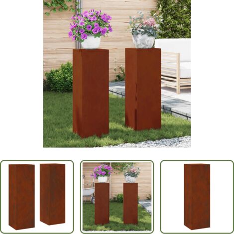 Vaso in metallo -  Supporto per piante 2 pcs Ruggine 24 x 24 x 75 cm