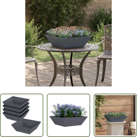 Vaso in metallo -  Vaso da giardino 5 pcs Antracite 50 x 50 x 15 cm
