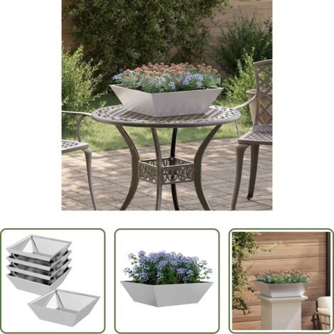Vaso in metallo -  Vaso da giardino 5 pcs Argento 50 x 50 x 15 cm