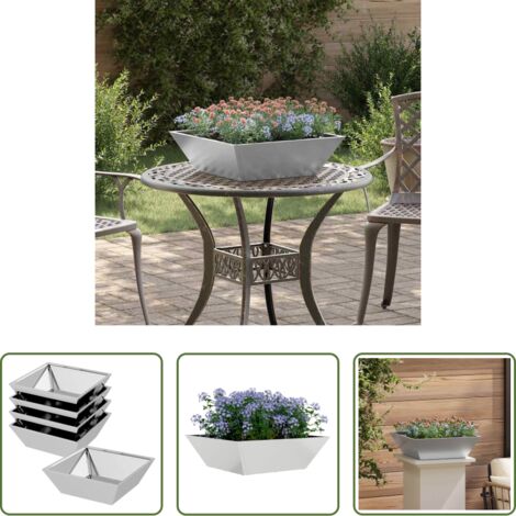 Vaso in metallo -  Vaso da giardino 5 pcs Argento 50 x 50 x 15 cm Acciaio zincato