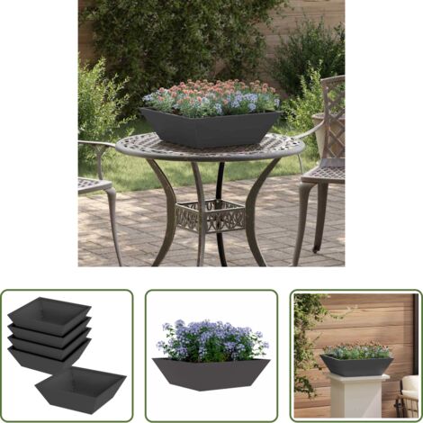 Vaso in metallo -  Vaso da giardino 5 pcs Nero 50 x 50 x 15 cm