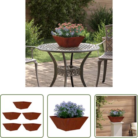 Vaso in metallo - Vaso da giardino 5 pcs Ruggine 35 x 35 x 15 cm