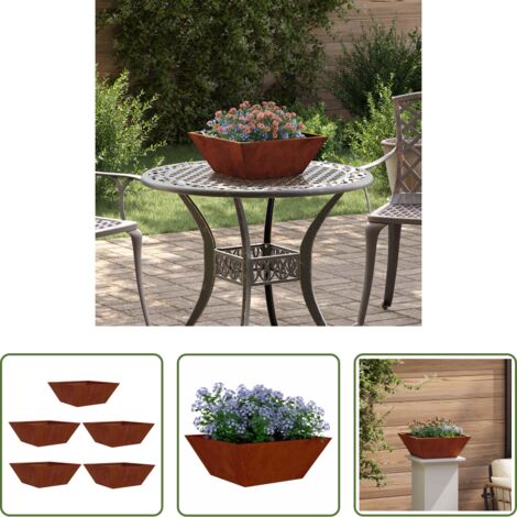 Vaso in metallo -  Vaso da giardino 5 pcs Ruggine 40 x 40 x 15 cm