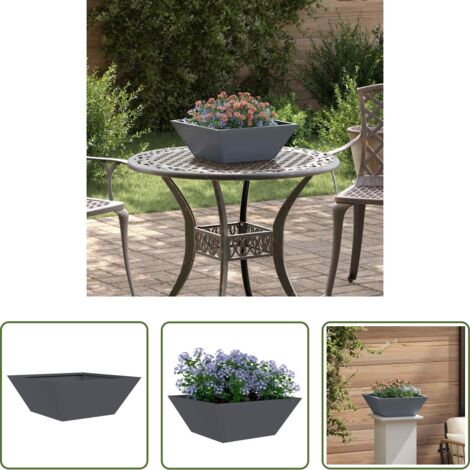 Vaso in metallo -  Vaso da giardino Antracite 40 x 40 x 15 cm