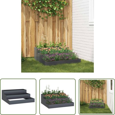 Vaso in metallo -  Vaso da giardino Antracite 90 x 90 x 35 cm