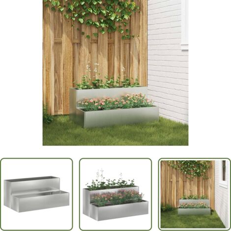 Vaso in metallo -  Vaso da giardino Argento 100 x 60 x 45 cm Acciaio zincato