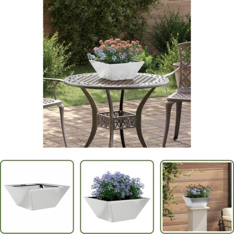 Vaso in metallo -  Vaso da giardino Argento 35 x 35 x 15 cm Acciaio zincato