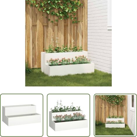 Vaso in metallo -  Vaso da giardino Bianco 100 x 60 x 45 cm