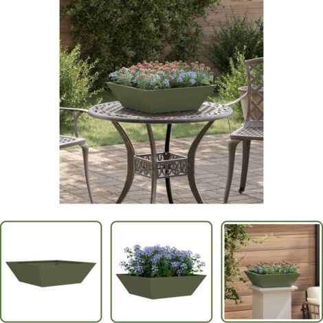 Decor Space Vaso In Plastica Riciclata Per Esterno E Giardino, 20 Cm, Colore Oliva, Resistente UV E Antimuffa - 2