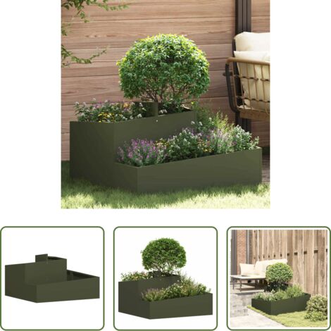 Vaso in metallo - Vaso da giardino Verde oliva 80 x 80 x 50 cm