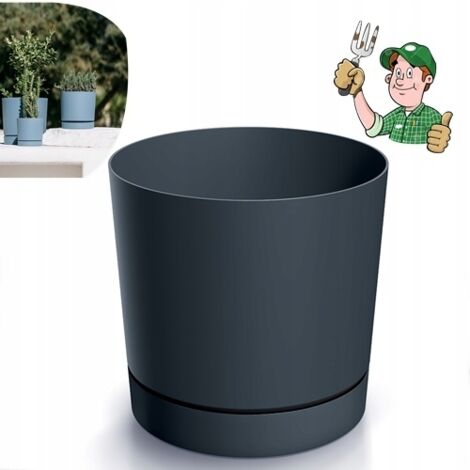 VASO IN PLASTICA NERA 15CM 1,8L CON COPERCHIO DI BASE TUBO P SOLID