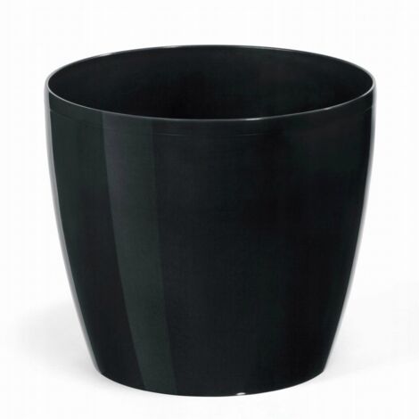 Vaso in plastica nera con coperchio, 15,5 cm, Magnolia