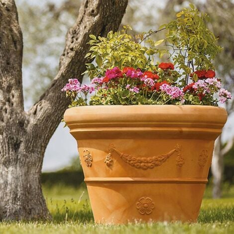 Vaso in Polimero Monacis Doppio Bordo Festone Terracotta Ø40 (40X32h)