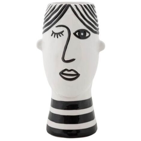 Vaso in porcellana bianco con disegno nero 13,2x11,8x26,3cm Face