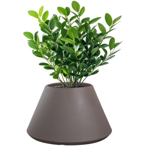 Vaso in resina da esterno interno per piante tondo conico design d.60x35h Stromboli Tortora
