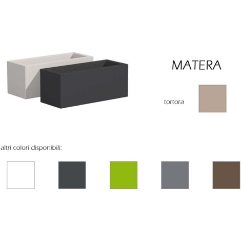 Vaso in resina rettangolare MATERA altezza cm. 40 Tortora