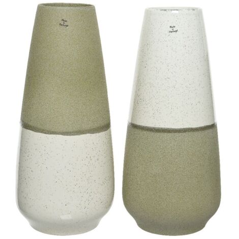 VASO IN TERRACOTTA BICOLORE D.19XH41CM BIANCO/VERD