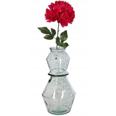 Vaso in vetro 30x16cm Trasparente con puntini blu e marroni