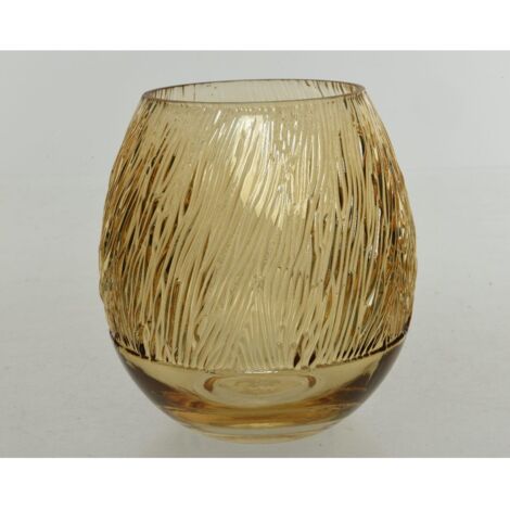 VASO IN VETRO D.16XH17CM MARRONE EFFETTO STRIATO