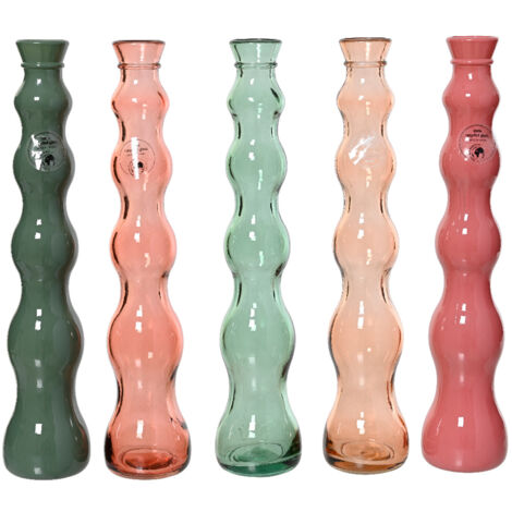 VASO IN VETRO D.7XH32CM 5 COLORI ASS.