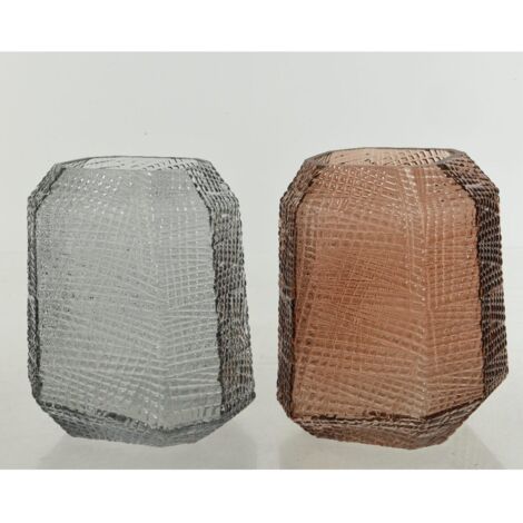 VASO IN VETRO RETTANGOLARE 13X17XH20CM IN DIVERSI