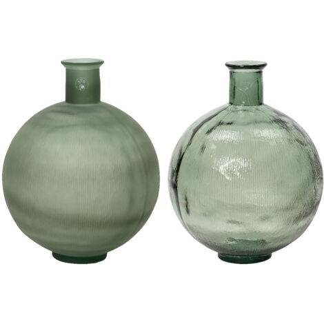 Vaso in vetro riciclato lucido opaco con coste a 2 colori assortiti H 44 Ø 34 cm