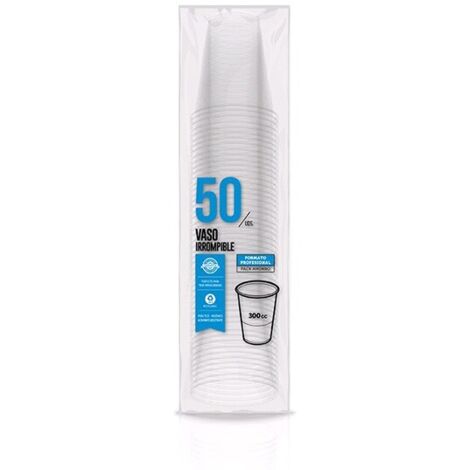 VASO IRROMPIBLE TRANSPARENTE 300CC 50U.