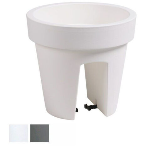 Vaso Lofly Railing Redondo de 24 cm de altura, color gris, 5 unidades