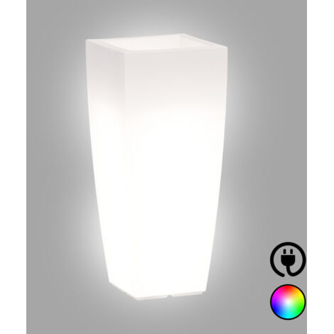 Vaso luminoso alto moderno di design 39x39 H90 in polimero resistente con LED multicolor per interno ed esterno - Made in Italy - Monacis