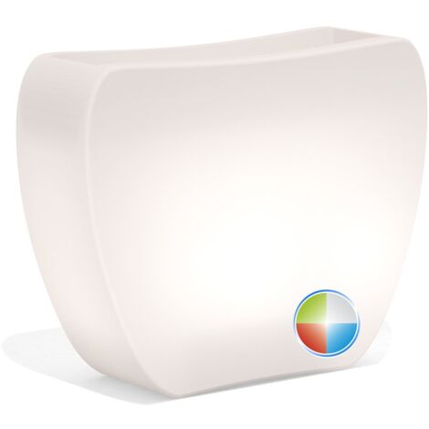 Vaso luminoso da giardino in resina bianca per esterno,