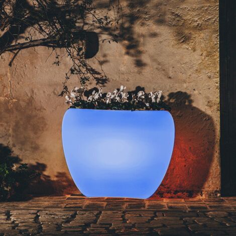 Hydra vaso design tondo luminoso alto Ø 39 x 85cm kit luce per esterno  giardino