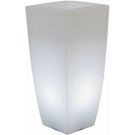 Vaso Luminoso Quadrato 33x33x70 cm Bauer Home Light Ghiaccio e Bianco