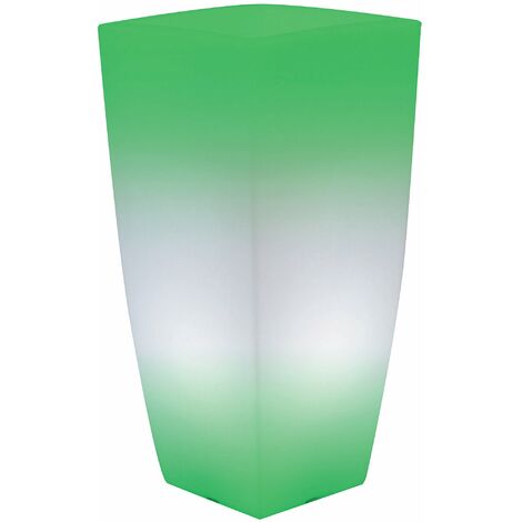 Vaso Luminoso Quadrato 33x33x70 cm Bauer Home Light Ghiaccio e Verde