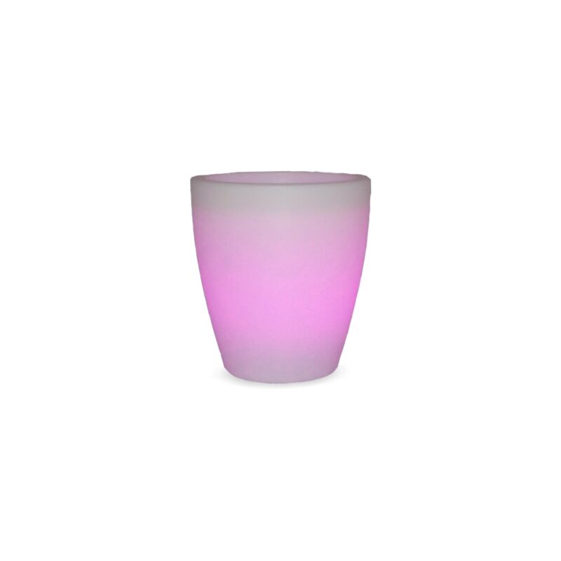 Moovere - violeta 40 Moderna fioriera rotonda con luce per piante e fiori Molto robusta. Carica solare e batteria ricaricabile. Luce rgb e realizzata