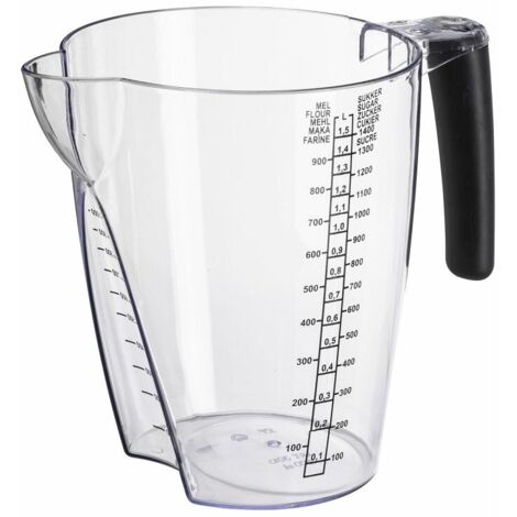 Vaso medidor de cocina con empu帽adura de goma Jarra de 1,5 l Plast Team