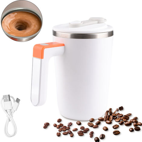 Vaso mezclador automático de 300 ml – recipiente interior de acero inoxidable 304 – puerto de carga USB tipo C con tapa para café, té y leche.