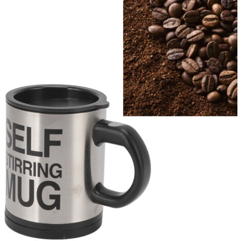 Vaso mezclador eléctrico de 400 ml con motor integrado: taza de café autoagitadora fabricada en ABS y acero inoxidable para bebidas calientes con aislamiento térmico.