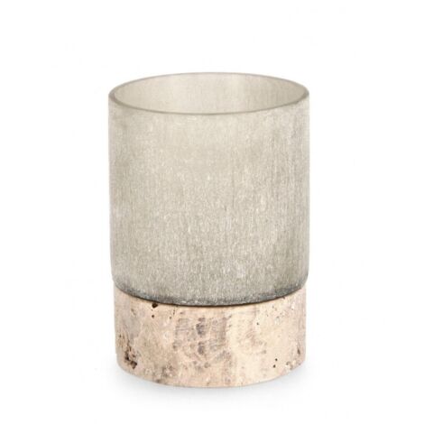 Vaso mirissa beige  prodotto a mano Ø 9,5 x h 13 cm -Ø 7.5 x h 8.5 cm