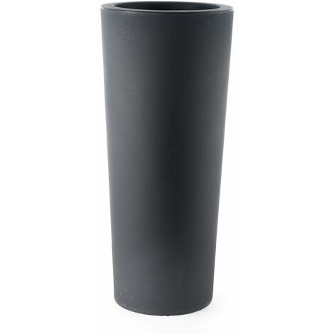 Vaso moderno "Cilindro Schio" Cono Essential in plastica da giardino per fiori e piante. -70 cm / Antracite