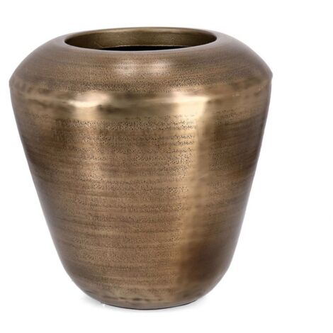 Vaso "Nadu" tondo in metallo per uso interno ed esterno h 50 cm -Nero