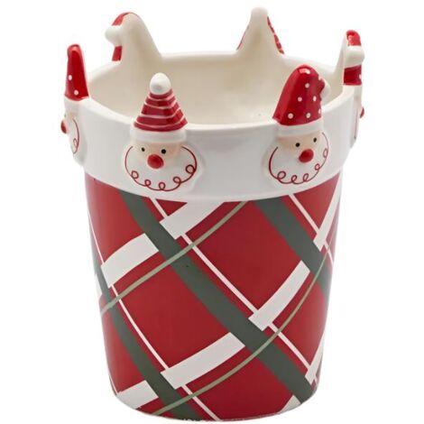 Vaso natalizio decorativo in ceramica per decorazioni ambienti, da h 17 cm