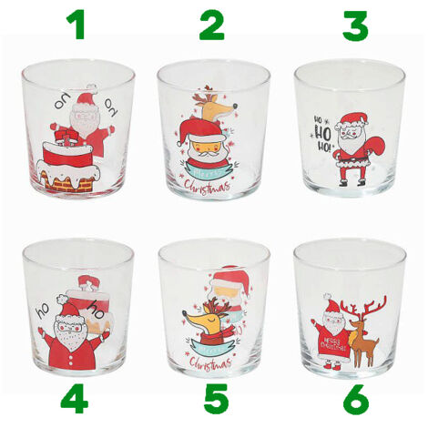 Vaso Navideño de Vidrio Transparente con Decoraciones Navideñas - 340Cc