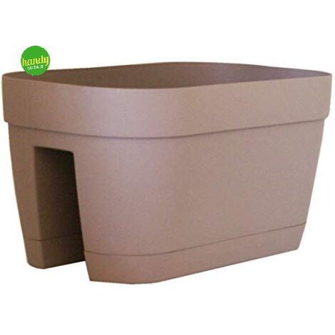 Vaso ovale per ringhiera Telcom Orlando 45 x 27 x h24 cm tortora