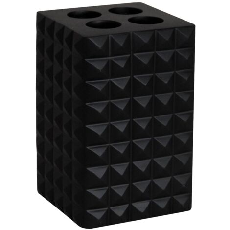 Vaso para baño MSV "Kubik" de poliresina en color negro 7,2 x 10,6 cm
