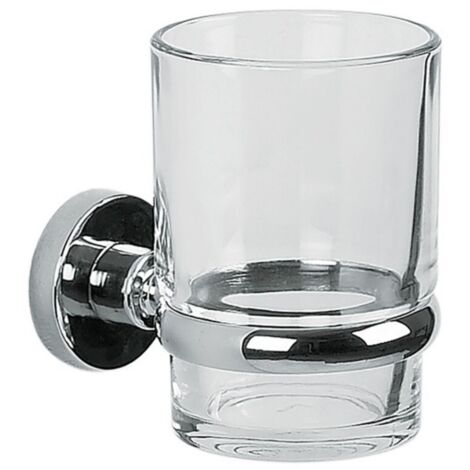 Vaso para fijar Vidrio y Acero Cromado ATLANTIC Transparente Spirella