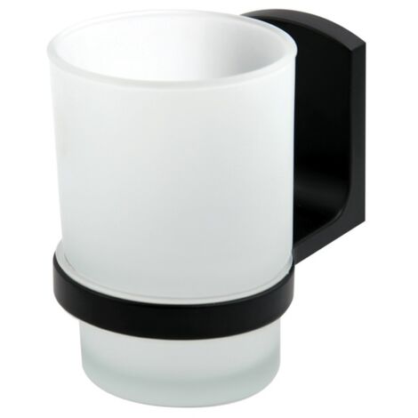 Vaso para fijar Vidrio y Cromo TAKU Transparente y Negro Spirella