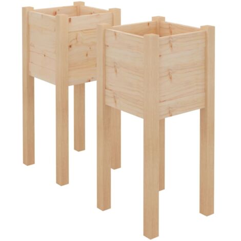 Vaso per aiuole rialzate vassoio piante fiori giardino esterno terrazze set da 2 31 x 31 x 70 cm legno massello di pino marrone 020038894